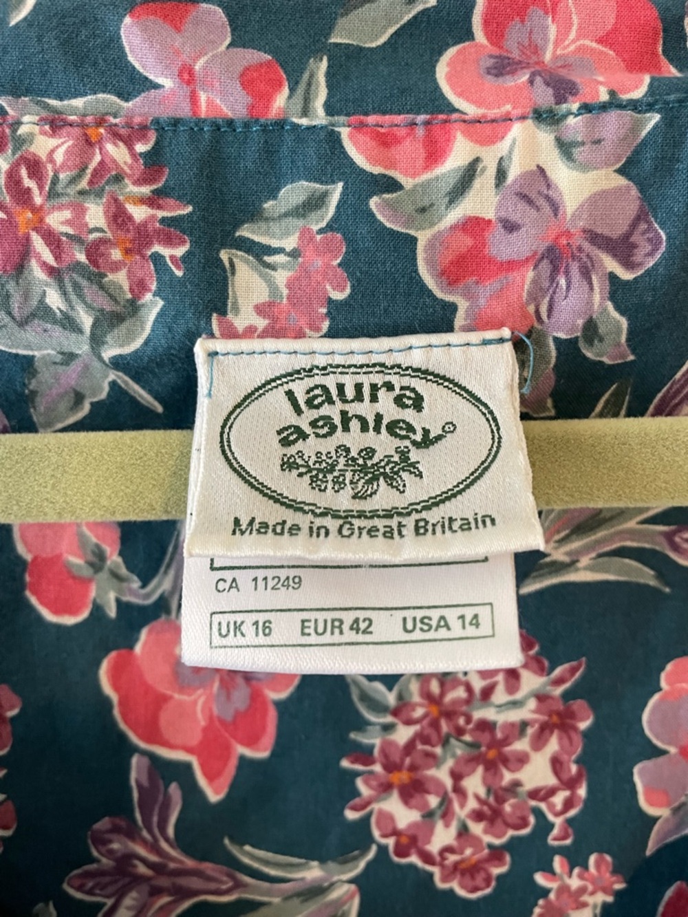 Laura Ashley Teal Floral Tie-Front Casual Girls' Dress - Picture 3 of 6